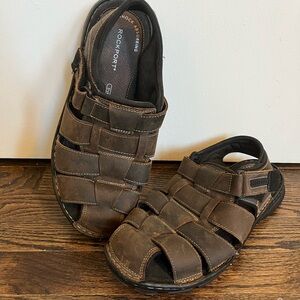 Rockport men’s size 10.5 Darwyn fisherman sandal dark brown Velcro Jesus shoe